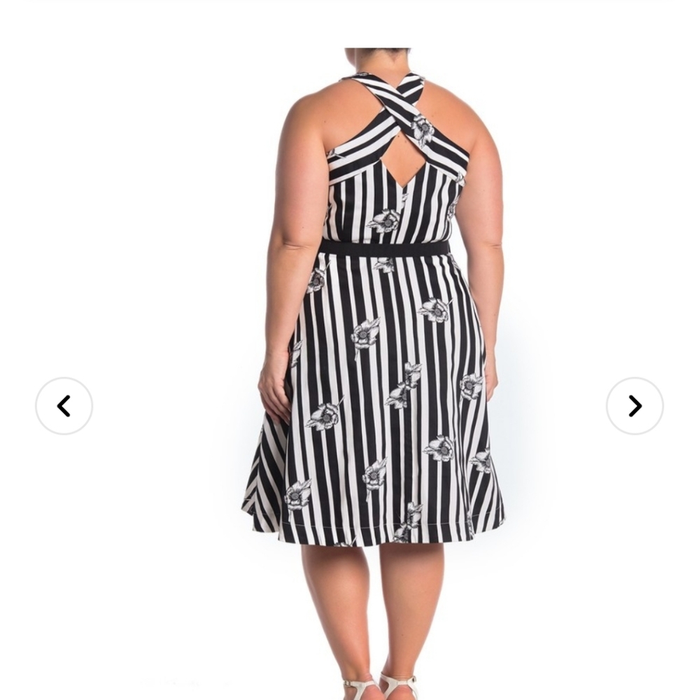 NWOT CITY CHIC ROSE PRINT STRIPED DRESS. SZ XXL/24 - Picture 4 of 7